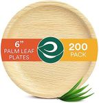 ECO SOUL 200 Count Round Palm Leaf Plates of 6 Inch - Disposable, Eco-Friendly, Biodegradable Bamboo Plates - Perfect for Parties, Catering, Weddings & Large Events