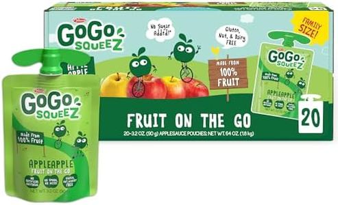 GoGo squeeZ Fruit on The Go, Apple Apple, 3.2 oz (Pack of 20), Unsweetened Fruit Snacks for Kids, Gluten Free, Nut Free and Dairy Free, Recloseable Cap, BPA Free Pouches