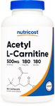 Nutricost Acetyl L-Carnitine 500mg, 180 Capsules - Non-GMO and Gluten Free