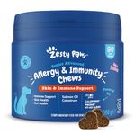 Zesty Paws Senior Advanced Allergy & Immunity Chews | Dog Supplements Soft Chew Itchy Skin Remedy | Supporting Immune System | Rich in Salmon Oil & Omega 3 Fatty Acids - 90 Ct