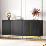 BELLEZE Sideboard Buffet Cabinet, 63" Cabinet with Fluted Decorative Doors, Modern Console Table for Dinning Room, Kitchen & Living Room - Colemen (Ebony)