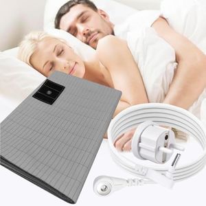 HUNAIGEE Drap de Mise à la Terre Avec Câble UE - Drap-Housse en Coton, Fase Argentée - Pour Un Meilleur Sommeil - 68 x 132 cm - Gris