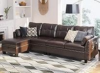 HONBAY Faux Leather Sectional Sofa 