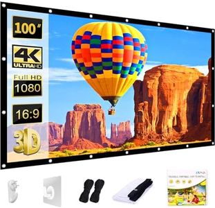 Video Projection Screen 100 inch, Washable 4K Projector Screen 16:9 HD Foldable Anti-Crease Portable Projector Movies Screen for Home Theater Outdoor Indoor Support Double Sided Projection