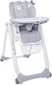 Chicco Polly2Start Trona y Hamaca para Bebés 0 Meses - 3 Años (15 kg), Trona Ajustable, Transformable y Compacta con 4 Ruedas, Respaldo Reclinable - Color Gris Peces (Dots)