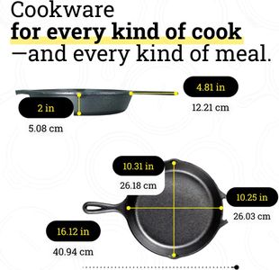 Lodge Cast Iron Skillet 26cm – Pre-Seasoned Frying Pan, Oven & Grill Safe