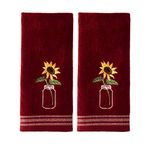 SKL Home Sunflower in Jar 2 Pc Hand Towel Set, Wine