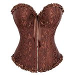 Pratiharye Jacquard Frill Trim Corset With Thong - corset tops for women - plus size - S to 4XL