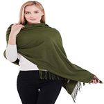 CJ Apparel Dark Green Thick Solid Colour Design Cotton Blend Shawl Scarf Wrap Stole Throw Head Wrap Pashmina Hand Made in Nepal NEW