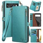 XcaseBar for Google Pixel 8 Wallet case with Zipper Credit Card Holder RFID Blocking, Flip Folio Book PU Leather Phone case Shockproof Cover Women Men for Pixel 8 case Blue Green