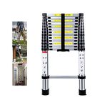 Telescopic Ladder 4.1M Multi-Purpose Folding Aluminium Telescoping Ladder Extendable Portable Loft Ladder Foldable Ladder with EN131 and CE Standard(13.5FT/4.1M)