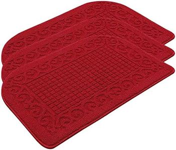 COSY HOMEER 32X20 Inch Anti Fatigue Kitchen Rug Mats are Made of 100% Polypropylene Half Round Rug Cushion Specialized in Anti Slippery and Machine Washable Burgundy (3 pcs)