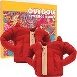 OUYOOLE Beer Can Cooler Jacket, Can Cooler Insulated Vest Jacket Cover, Beer Gifts for Men Women Beer Lovers,Beverage Jacket Drink Coolies (2 Pcs Red)