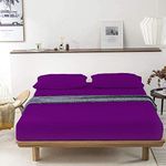 ATK-8 BEDDING 400 TC Cotton King Fitted bedsheet for (72"x78") 6x6.5 Elastic Fitted Sheet Fits Mattress Upto 12 Inch Deep Pocket with 2 Pillow Covers 18 X 28 Inch - Purple