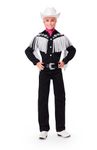 Barbie THE MOVIE, Ken Doll wearing Black and White Western Outfit, with Pink bandana tied at his neck, HRF30