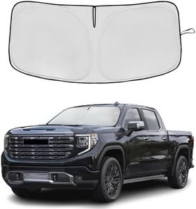 Windshield Sun Shade for GMC Sierra 1500 2500 3500 SLT AT4 Denali 2019-2024 Double Layer 240T Front Window Shade Custom Fit Sun Visor Foldable Shade Blocks UV Rays Summer Must Have Car Accessories