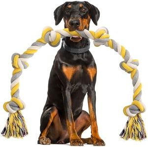 XXL 6-Knot Dog Rope Toy for Large Dogs Aggressive Chewers 100cm Long Heavy Duty Rope Toy Almost Indestructible Dog Tug Toy Puppy Cotton