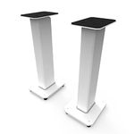 Kanto SX26W Universal Fillable Speaker Floor Stands for Bookshelf Speakers | 26" Tall | Adjustable Isolation Feet | Dedicated Cable Channel | Two Sizes Top Plate | Fill Bags Incl. | White | Pair