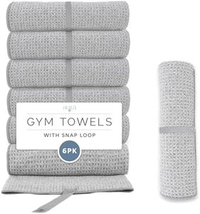 S&T INC. Microfiber Gym Towels with Snappable Hang Loop, Quick-Dry Workout, Yoga & Sports Towels, Soft Absorbent Towels for Gym, Travel & Home, 16 x 27 Inches, 6 Pack