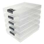 WestonBoxes A4 Transparent Plastic Craft Storage Boxes with Lids for Art Supplies, Paper and Card - 3.6 Litre Volume (Pack of 5)