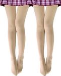 VERO MONTE Women Opaque Fleece Lined Tights Colorful Warm Fashion Thermal Tights, 2 Pairs (Nude), Small-Medium