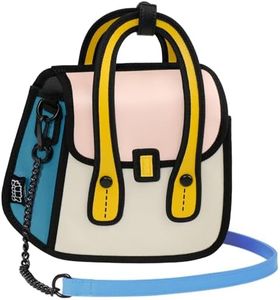 JUMPFROMPAPER Original 2D Cartoon Crossbody Bag Purse (Owl), Fun Novelty Cross Body Funny Purse for Women,Carries Essentials for Daily and Travel (Beige, Medium - Classic)