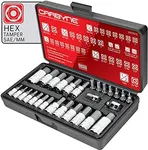 CARBYNE Tamper-Proof Hex (Allen) Bit Socket Set - 28 Piece, SAE & Metric. Includes Metric Hex 2-14mm, SAE Hex 5/64" to 9/16". S2 Steel Bits • From a Family-Run Tool Company Based in the U.S.A.