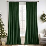 MIULEE Dark Green Velvet Curtains Pencil Pleat Curtains for Bedroom 2 Panel Set, Super Soft Luxury Velvet Curtains Living Room, Thick Room Darkening Curtains 90 Drop, Each 46 x 90 Inche