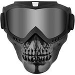 FABSPORTS protective goggles with detachable mask, Skull face, Anti UV, Windproof, soft foam padded for comfort. Used for Motorcycle, Dirt Bike off road, ATV Ride, snowboarding, skiing, cycling etc