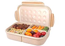 Adichai Wheat Straw Fiber Lunch Box for Kids - Leak Proof Lunch Boxes for Office Men & Women, Lunch Box with 3 Compartment with Spoon Microwave Safe, Food-Safe Materials (Pack of 1, 1150 ML)