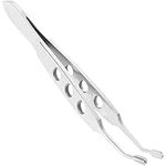 TEHAUX Eyelid Massage Tweezers, Meibomian Gland Expressor Stainless Steel Arita Tauber Expressor Forceps for Dry Eyes (Silver)