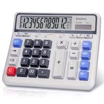 Comix Desktop Calculator Solar Battery Dual Power with 12-Digit Large LCD Display and Large Computer Keys Office Calculator for Home Office School