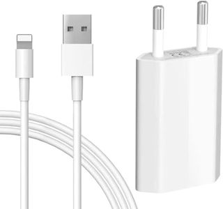 Chargeur pour Iphone 8/8 Plus/ 11/7/ 7 Plus/ 6/ 6S/ SE 2020/ X/XR/XS/XS Max, 10, 12, IPad, Air pods, 5V 1A Adaptateur Secteur USB avec Câble 2M