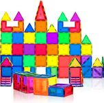 PLAYVIBE Magnetic Tiles 60 Pcs Magnetic Blocks – 3D Building Blocks Magnets for Kids – Magnet Tiles Building Toys Set, Kids Magnetic Tiles