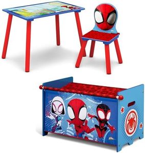 Delta Children Marvel Spidey and His Amazing Friends 3-Piece Toddler Playroom Set – Includes Table, Chair and Toy Box, Blue/Red