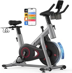 MERACH Exercise Bike, Brake Pad/Magnetic Stationary Bike with Exclusive App, Low Noise Indoor Cycling Bike with 270LBS Weight Capacity, Dumbbell Rack and Fitness Courses for Weight Loss