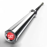 Olympic Barbell 87 Inch Threaded Chrome Barbell Bar for Weightlifting, Hip Thrusts, Squats and Lunges（Black,straight)