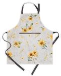 Maison d' Hermine Apron 100% Cotton 27.50 Inch x 31.50 Inch 1 Piece Adjustable Neck Strap Cloth Apron with Center Pocket & Long Ties for Mother's Day Gifts, Women, Men, Chef, Candice - Spring/Summer