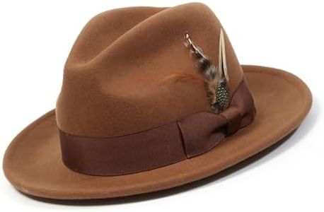 MONTIQUE Winter Wool Felt Fedora - Dress Hat, Snap Brim, Crushable - Elegant Gift for Men - H-10, Saddle