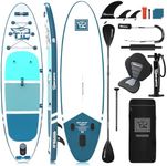 TIGERXBANG Stand Up Paddle Boards 10'6" x 32" x 6" with Premium SUP Board Accessories, Inflatable Paddle Boards for Adults/Kids with Double-Bladed Paddle, Kayak Seat, Defender-Pro Blue