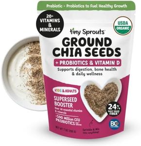Tiny Sprouts Organic Ground Chia Seeds + Full Serving Probiotic + Vitamin D3 - Kids & Adults Superfood Nutrition Booster I Omega3, Prebiotic Fiber, Calcium, Protein, Iron - Gluten-Free, 7 oz x 1 Pack