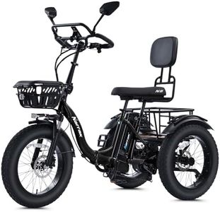 NARRAK Electric Tricycle for Adults Seniors, 750W Fat Tire 3 Wheel E-Trike, 48V 13Ah UL 2849 Battery, 55-Mile Max Range, Semi-Recumbent Trike with 3 Hydraulic Brakes (Premium Model, N8-Black)