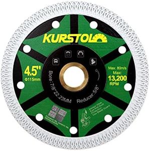 KURSTOL Tile Porcelain Diamond Blade - 4.5"/115mm Super Thin Diamond Cutting Disc Wheel,Arbor 7/8"-5/8" for Ceramic Granite,Marble Angle Grinder Tile Saw Blade