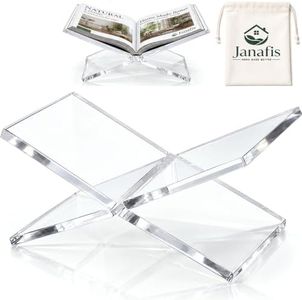 Clear Acrylic Book Stand 13.9"×7.1"×3.8" – Stable Display Easel for Quran, Cookbooks, Bibles, Art Books & Magazines, Tool-Free Assembly, Modern Coffee Table Stand
