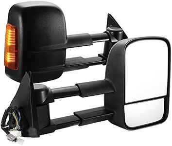 SAN HIMA Pair Towing Mirrors Suits Holden Rodeo 2003-2008 - Extendable Manually Foldable 20CM Split View with Yellow Indicators, Black