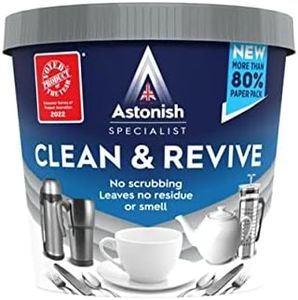 Astonish Specialist Clean & Revive Foaming Powder For Tea Pots, Coffee Mugs, & Stainless Steel - Removes Tough Ingrained Stains Left By Dishwashers For Like New Shine, 350g (2 Pack)