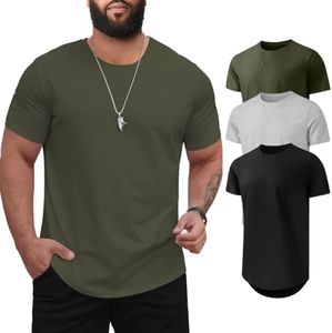 Mancozy Men's 3 Pack Big and Tall Cotton Hipster Hip Hop Longline Crewneck Short Sleeve T-Shirt 8X-Large