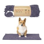 My Doggy Place - Ultra Absorbent Microfiber Dog Door Mat, Durable, Quick Drying, Washable, Prevent Mud Dirt, Keep Your House Clean (Violet w/Paw Print, Medium) - 31 x 20 inch