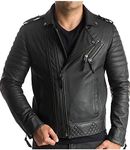 PARE Leather Handmade Black Biker Jacket for Men's (AA_LJ_054_Black_XS)