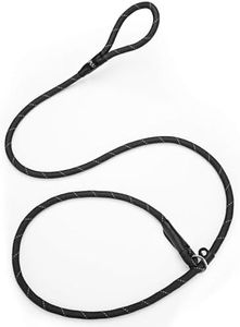 Reflective Slip Leads for Dogs,6FT x 1/2" Dog Leash Heavy Duty Strong Rope Lead for Large, Medium Dogs, No Pull Pet Training Leash(Black, Large(1/2in-6ft))